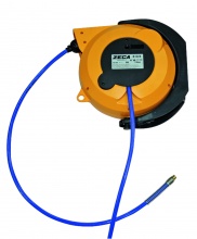Air and water reel with automatic return